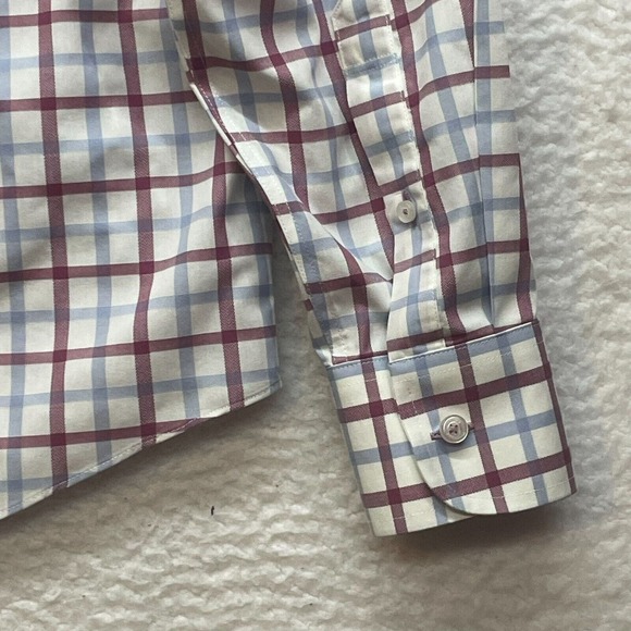 Untuckit Shirt Mens Large Red Blue Plaid Button Down Cantabera WF Slim Casual - Picture 9 of 10